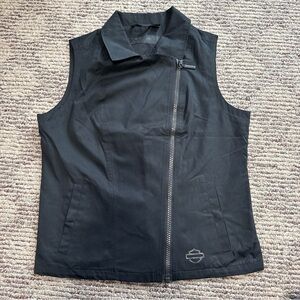 Harley Davidson Women's Vest Black Cotton Size Medium Bar and Shield $159 Msrp